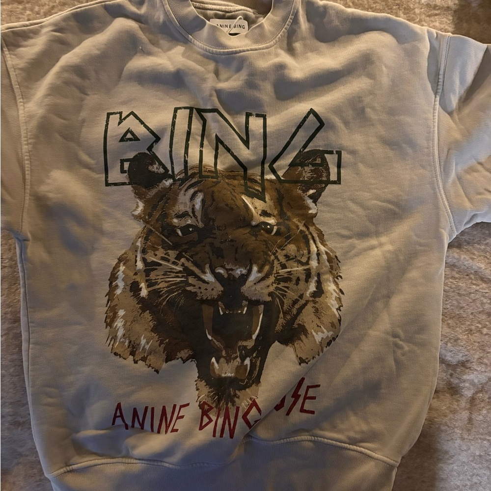 Anine Bing Kids Tiger Graphic Sweatshirt - Cream